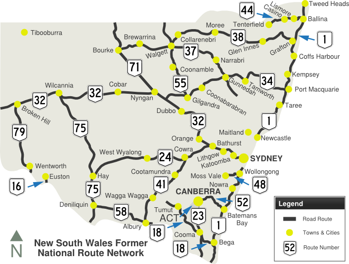 NSW National Routes Map